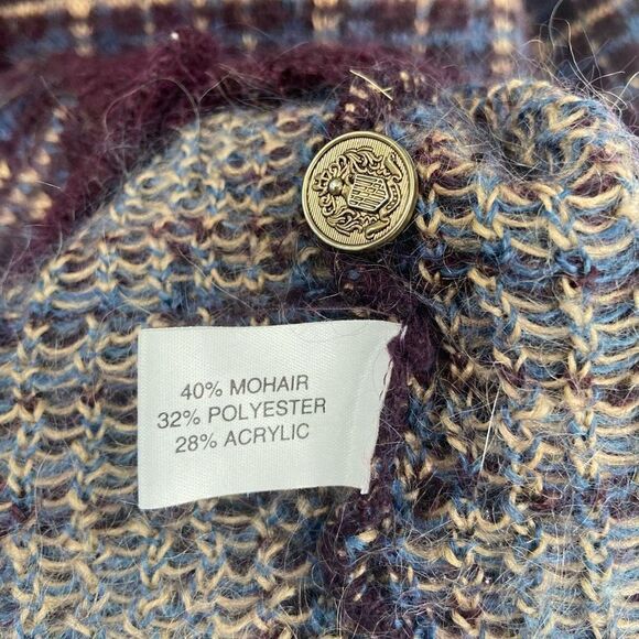 Equorian Heritage Mohair Blend Vintage Cardigan Sweater Medium Burgundy - Picture 8 of 9